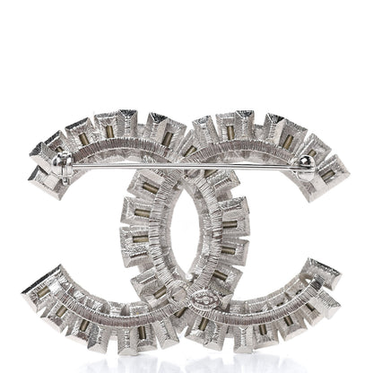 Chanel Crystal Baguette CC Brooch Silver Black 3 of 5