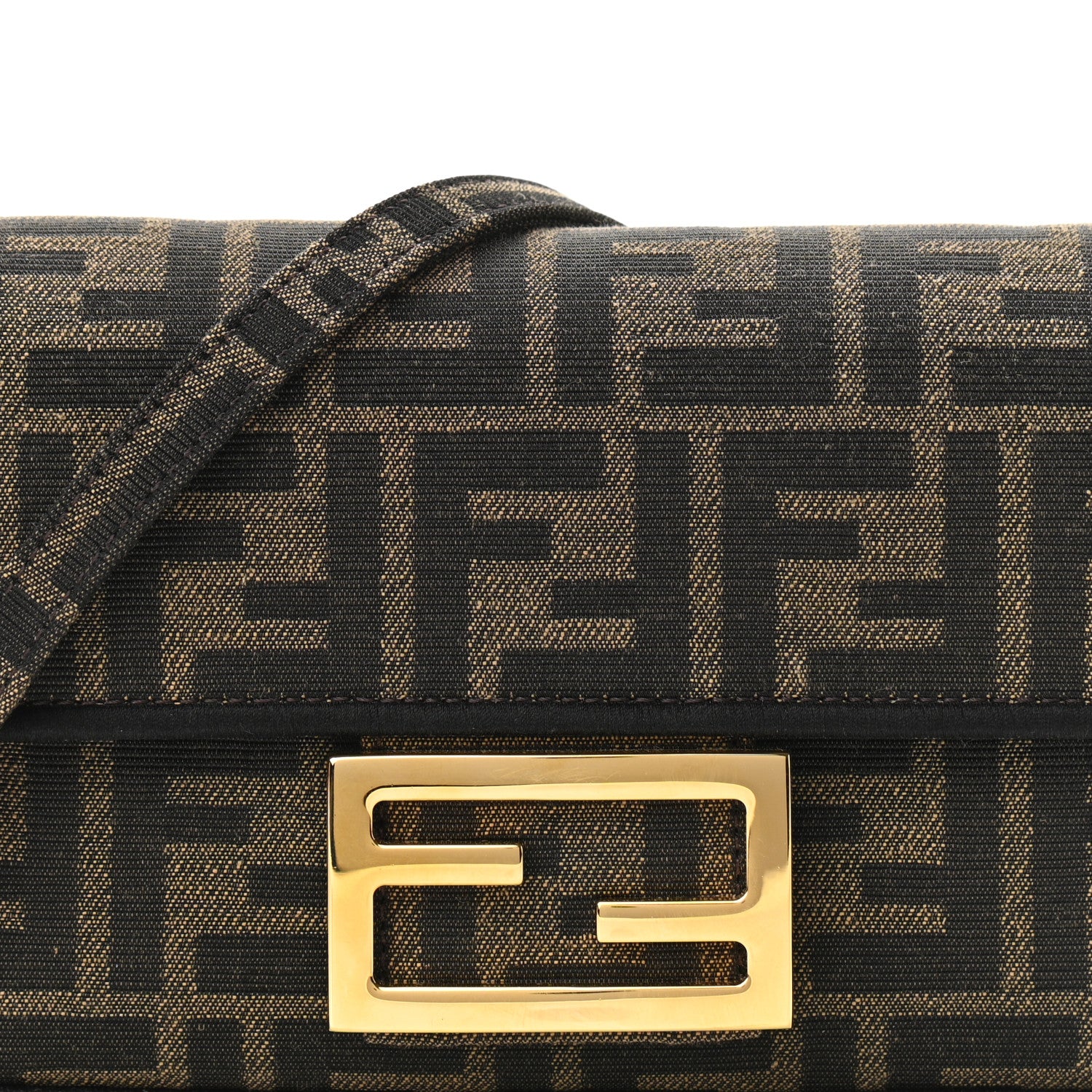 Fendi Fabric Jacquard FF 1974 Mini Baguette Tobacco Moro Black 7 of 10