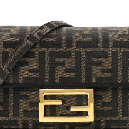 Fendi Fabric Jacquard FF 1974 Mini Baguette Tobacco Moro Black 7 of 10