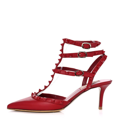 Valentino Garavani Calfskin Lacquered Monochrome Rockstud Ankle Strap 65mm Pumps 38 Rosso Valentino 1 of 10