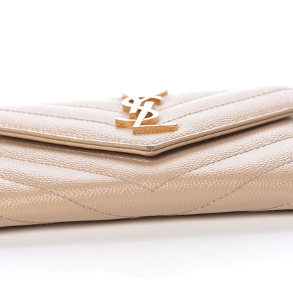 Saint Laurent Grain De Poudre Matelasse Chevron Small Monogram Envelope Wallet Nude Powder 13 of 13