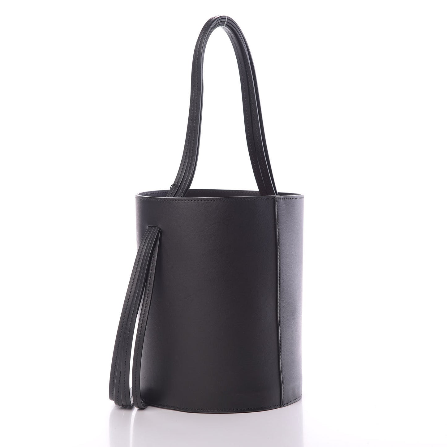 Calfskin Fringe Bucket Bag Black