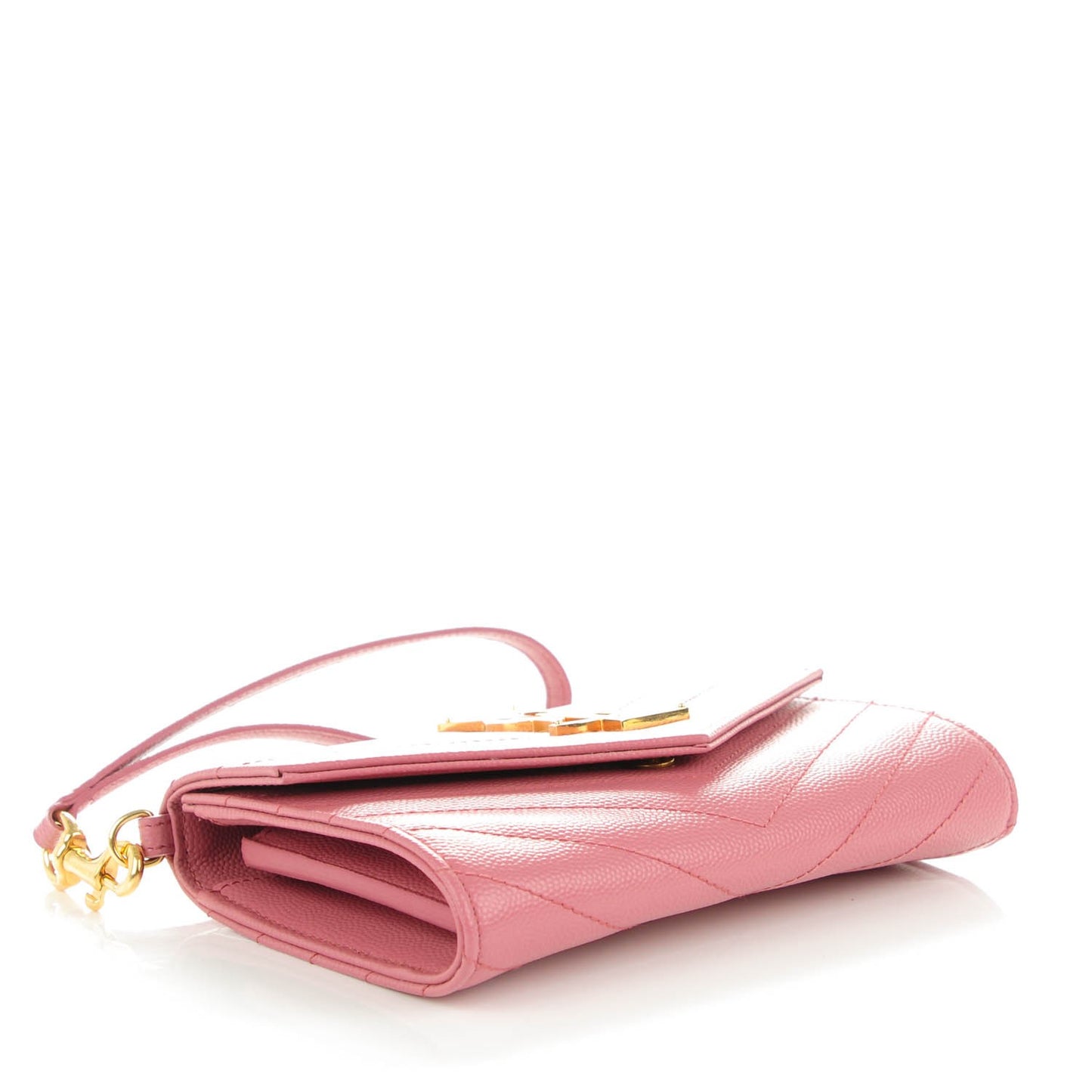 Grain De Poudre Matelasse Chevron Small Monogram Flap Wallet Old Rose