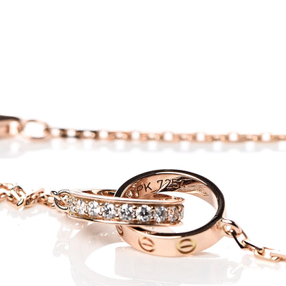 Cartier 18K Pink Gold Diamond Interlocking LOVE Necklace 6 of 8