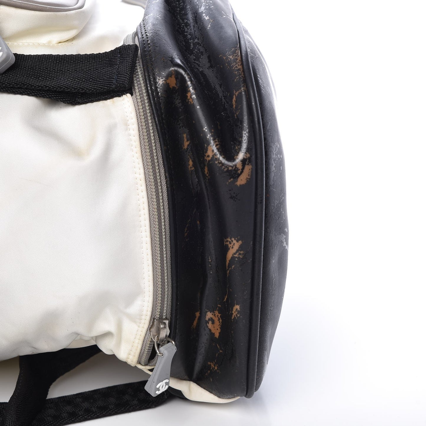 Nylon Calfskin CC Backpack White Gray