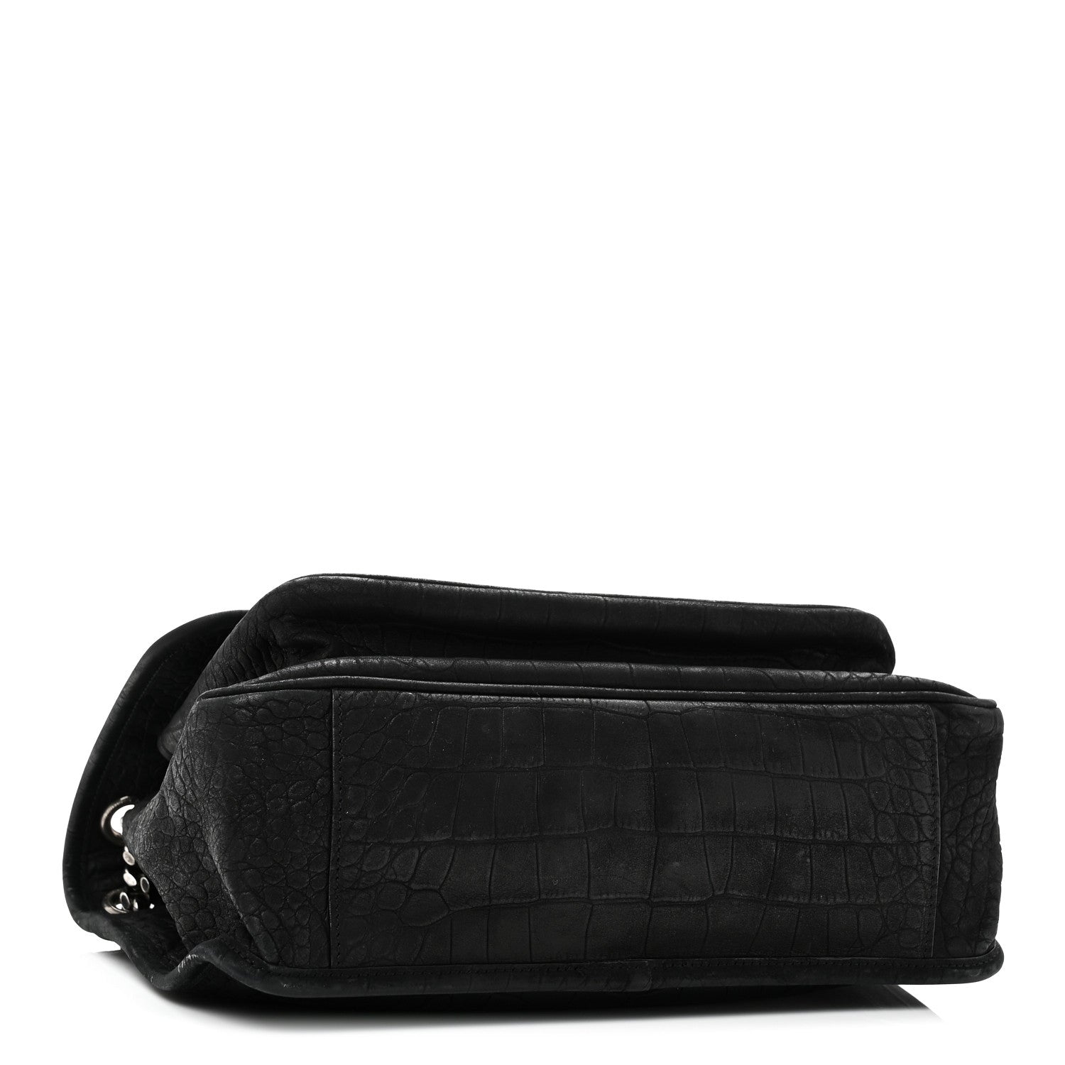Saint Laurent Nubuck Crocodile Embossed Monogram Medium Niki Chain Satchel Black 4 of 10
