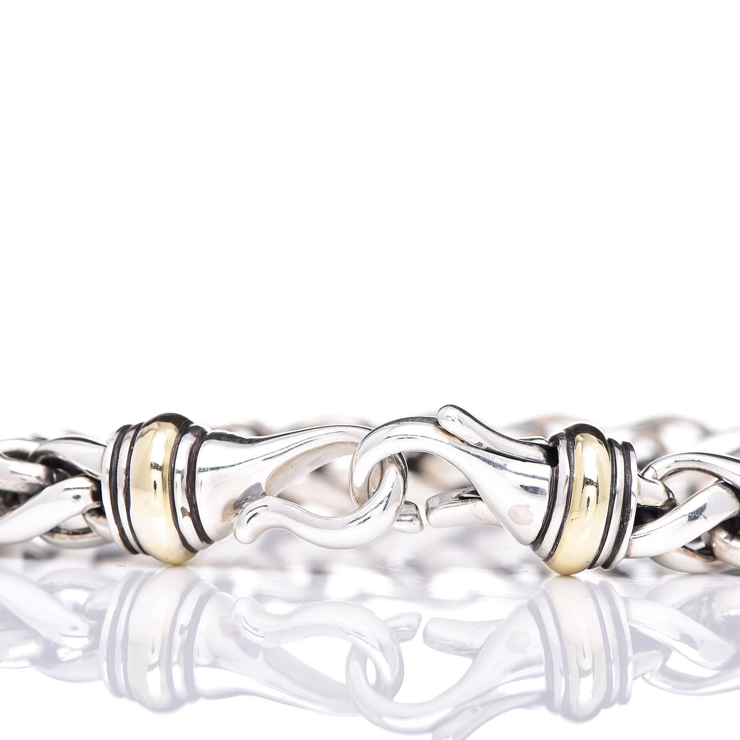 Sterling Silver 18K Yellow Gold 8mm Wheat Chain Bracelet