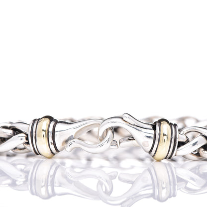 David Yurman Sterling Silver 18K Yellow Gold 8mm Wheat Chain Bracelet 4 of 5
