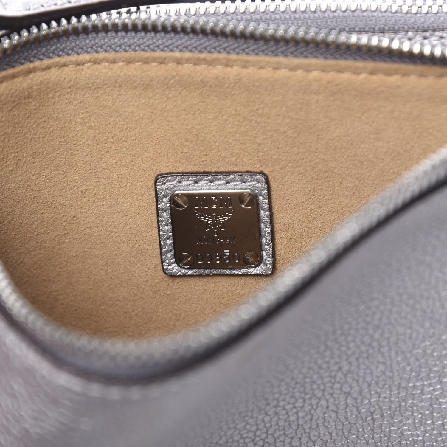 MCM Grained Calfskin Milla Double Crossbody Bag Spike Silver 7 of 11