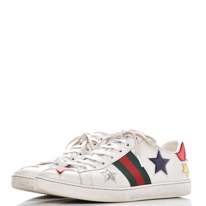 Gucci Calfskin Ayers Web Star Embroidered Womens Ace Sneakers 39 White Multi 3 of 14