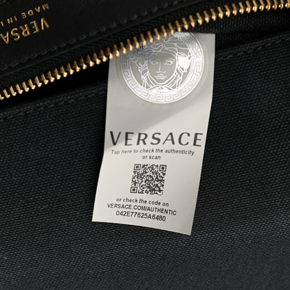 Versace Canvas Suppler Calfskin Cabas GV Signature Tote Black 7 of 10