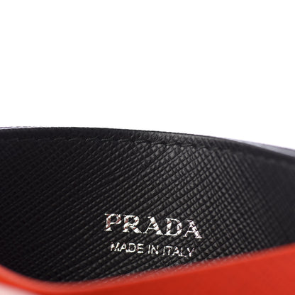 Prada Saffiano Triangle Metal Card Case Arancio Fluo 4 of 6