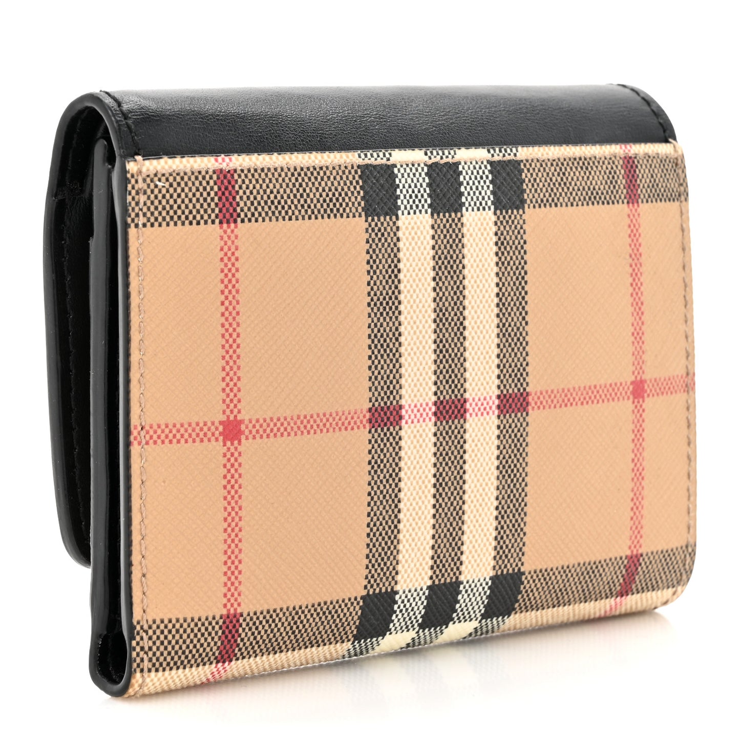 Grainy Calfskin Vintage Check Small Folding Wallet Archive Beige Black