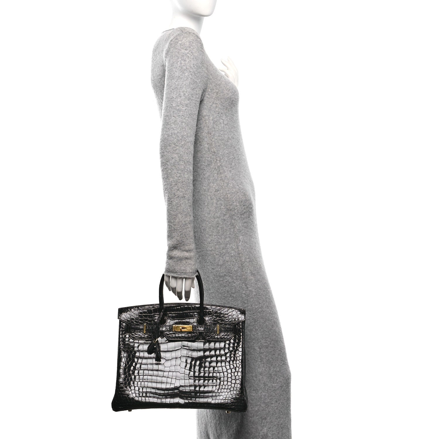 Hermes Shiny Porosus Crocodile Birkin 35 Black 2 of 11