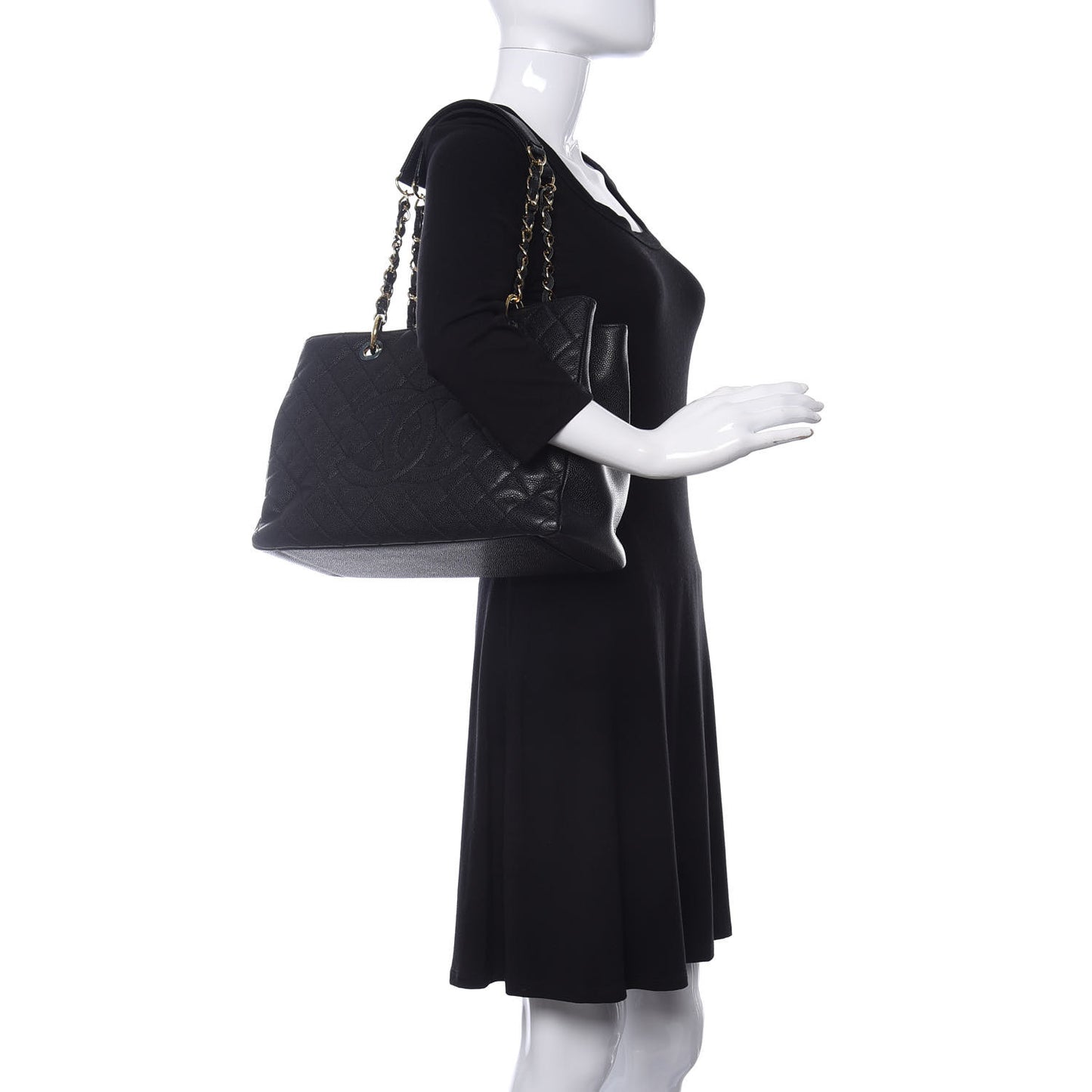 Caviar Quilted Grand Shopping Tote GST Black