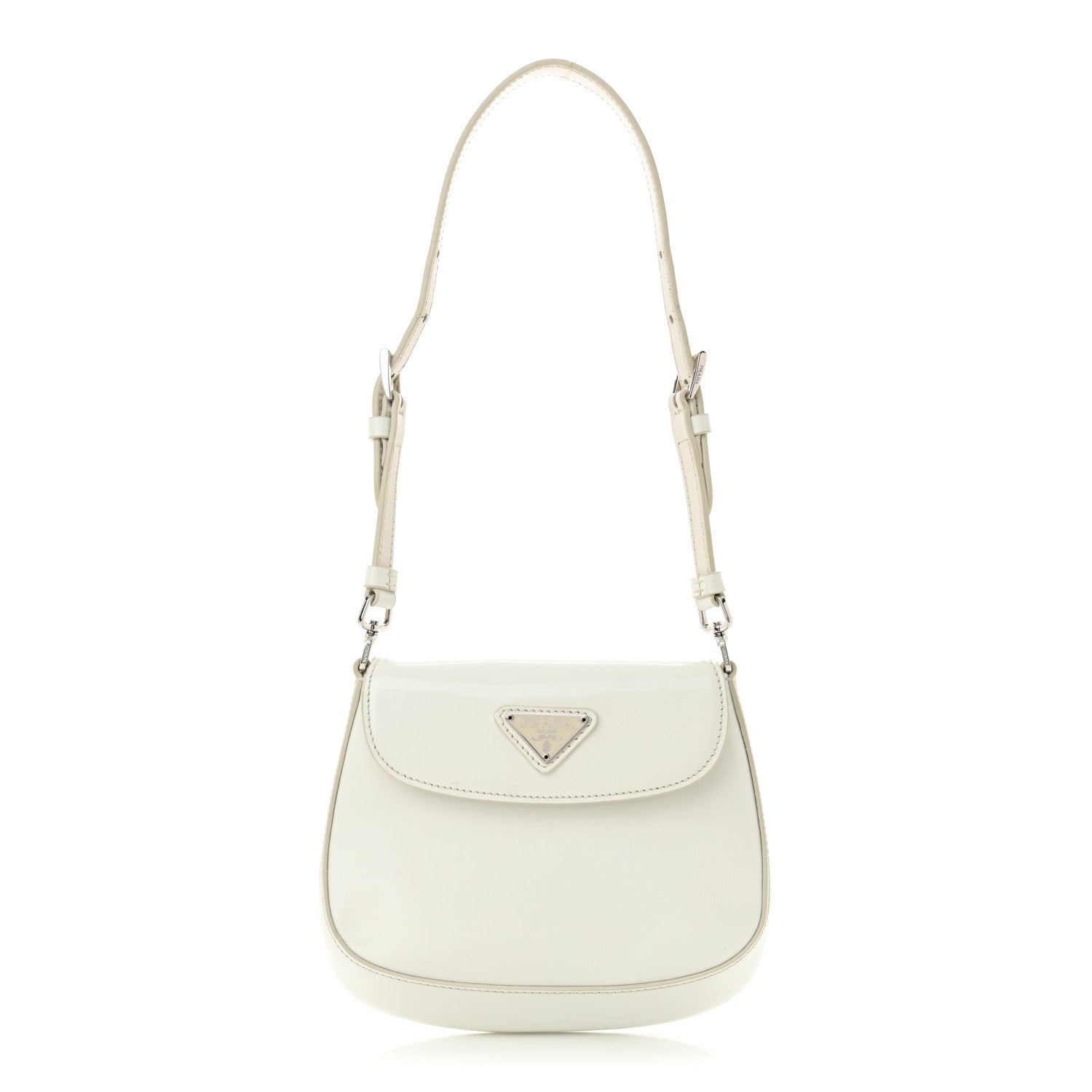 Prada Spazzolato Mini Cleo Flap Shoulder Bag White 1 of 11
