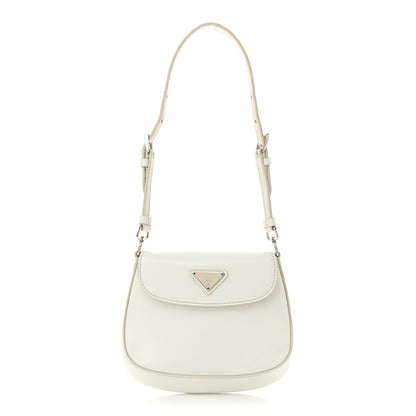 Prada Spazzolato Mini Cleo Flap Shoulder Bag White 1 of 11
