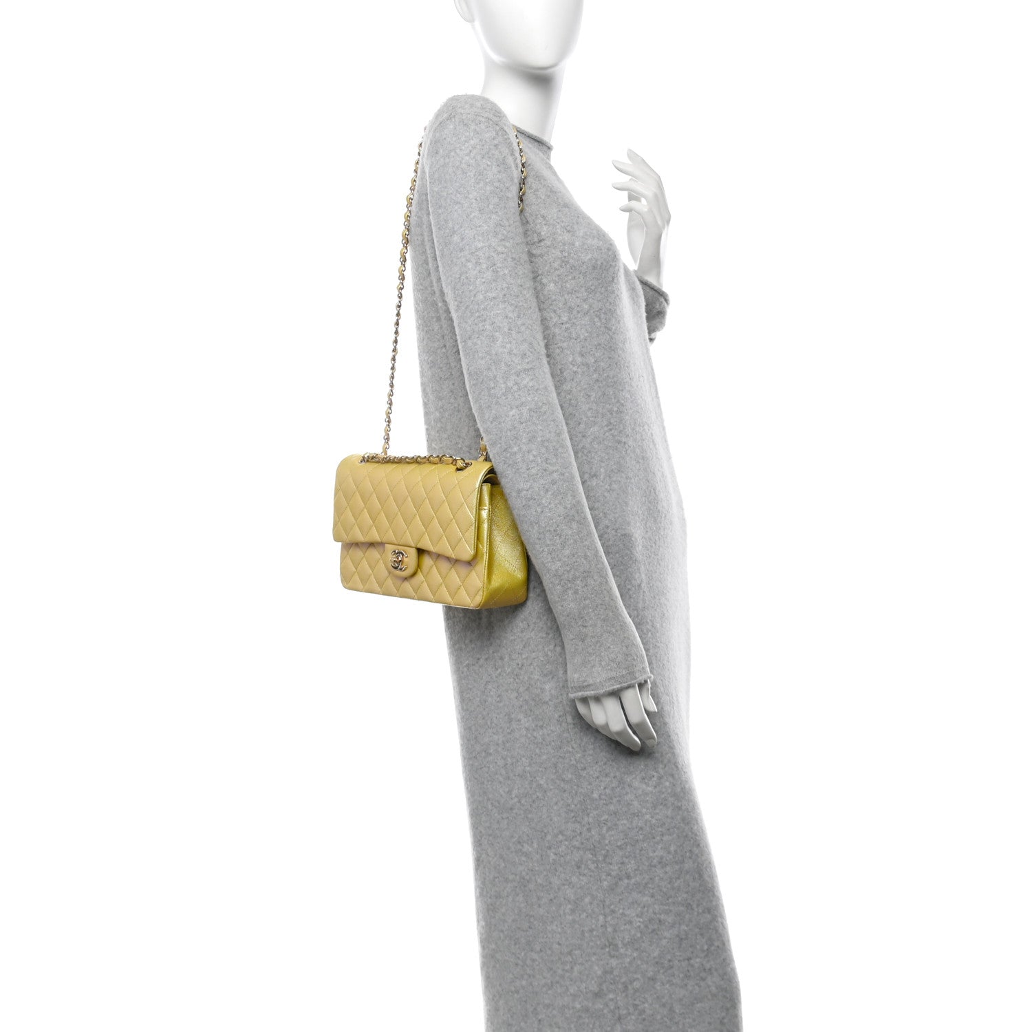 Chanel Iridescent Caviar Quilted Medium Double Flap Yellow 2 of 11