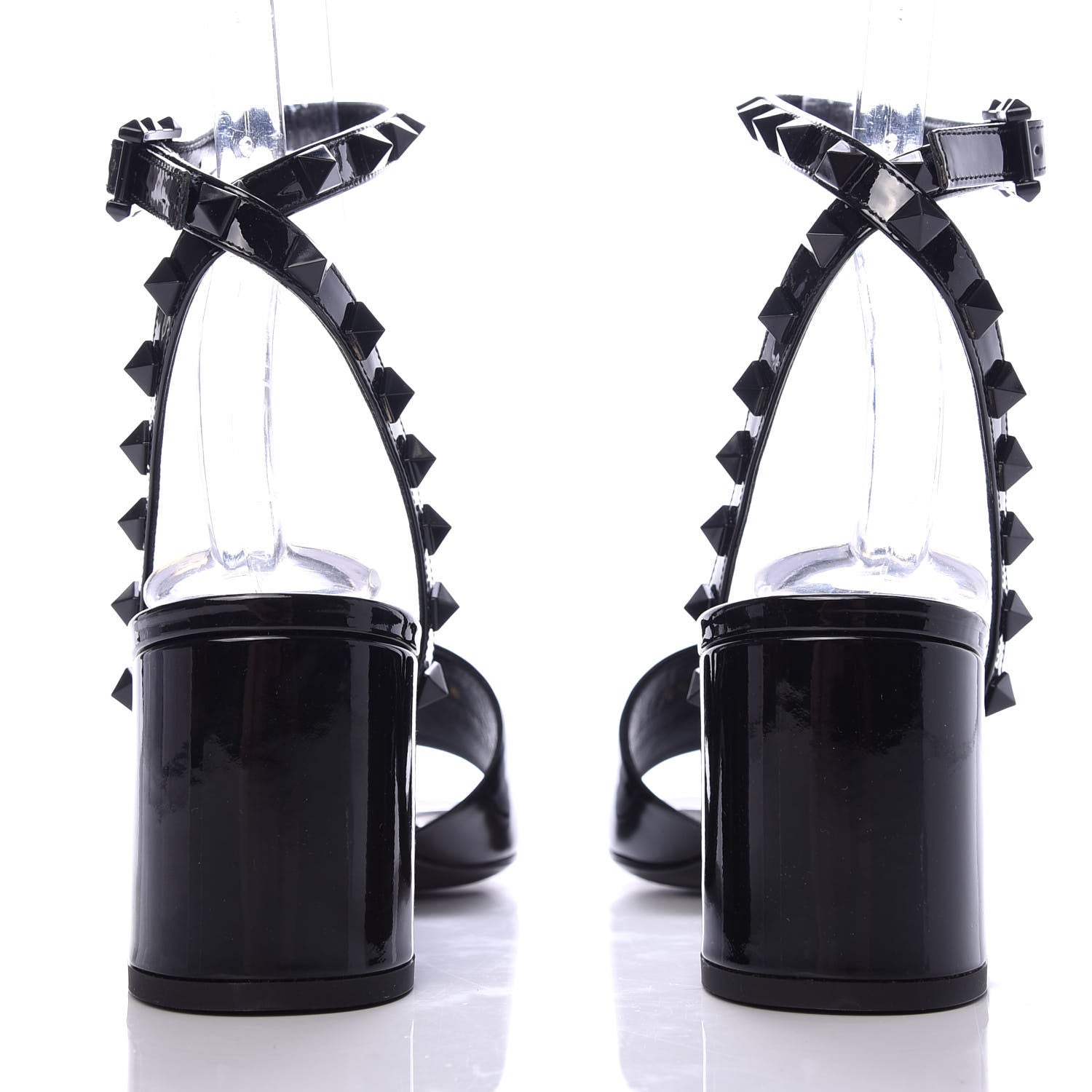 Valentino Garavani Patent Rockstud Block Ankle Strap 60mm Sandals 37.5 Black 6 of 9