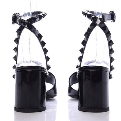 Valentino Garavani Patent Rockstud Block Ankle Strap 60mm Sandals 37.5 Black 6 of 9