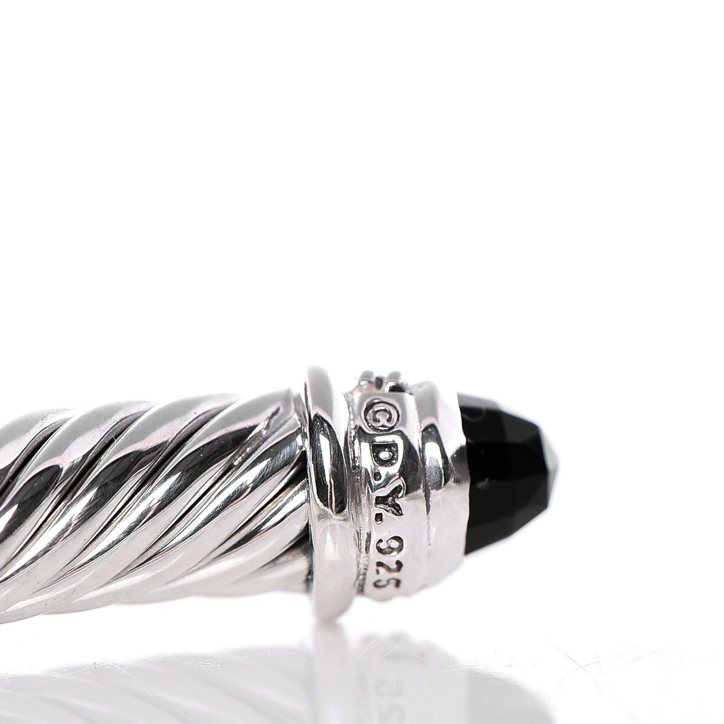 Sterling Silver Diamond Black Onyx 5mm Cable Classics Bracelet