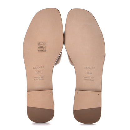 Hermes Box Calfskin Oran Sandals 38.5 Gold 14 of 17