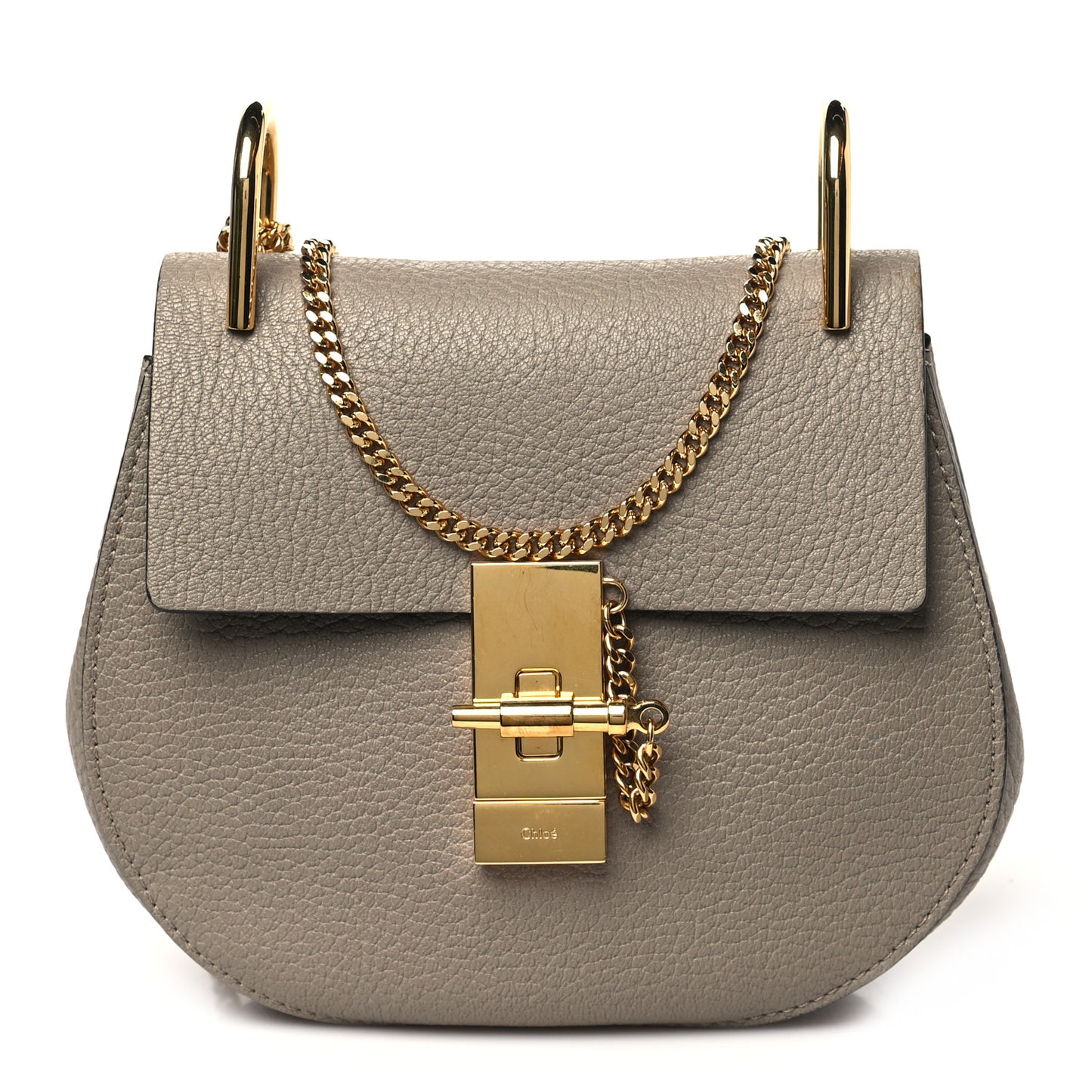 Grained Lambskin Mini Drew Shoulder Bag Motty Grey