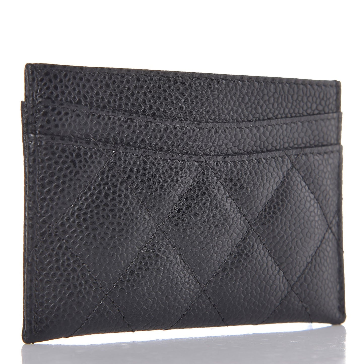Caviar Quilted Card Holder Black