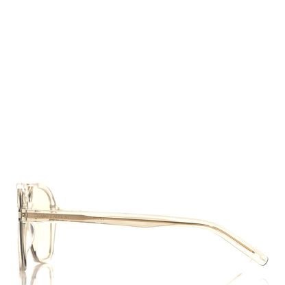 Saint Laurent Acetate Geometric Aviator Sunglasses SL 545 Transparent Cream Light Gold 3 of 8