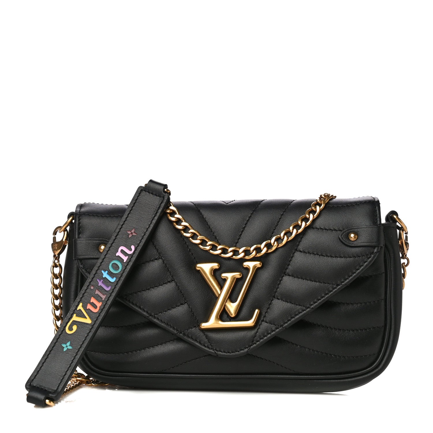 Louis Vuitton Calfskin New Wave Chain Pochette Black 1 of 12