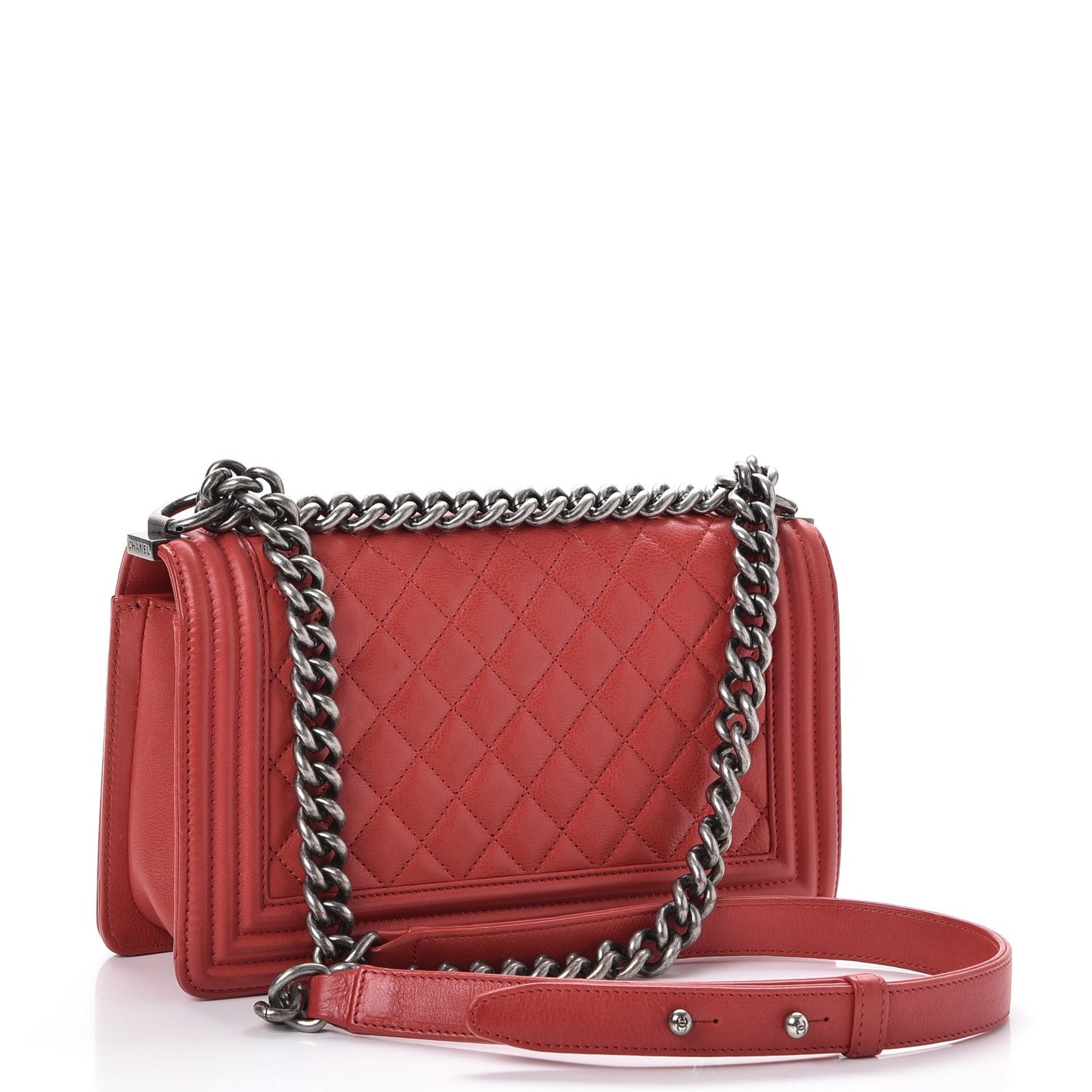 Calfskin Quilted Medium Boy Flap Red