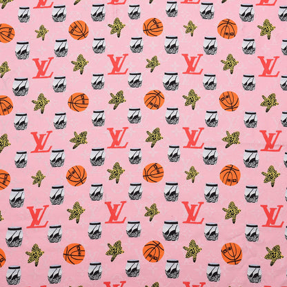 Louis Vuitton Jonas Wood Silk Wool Monogram Stole Pink 4 of 5