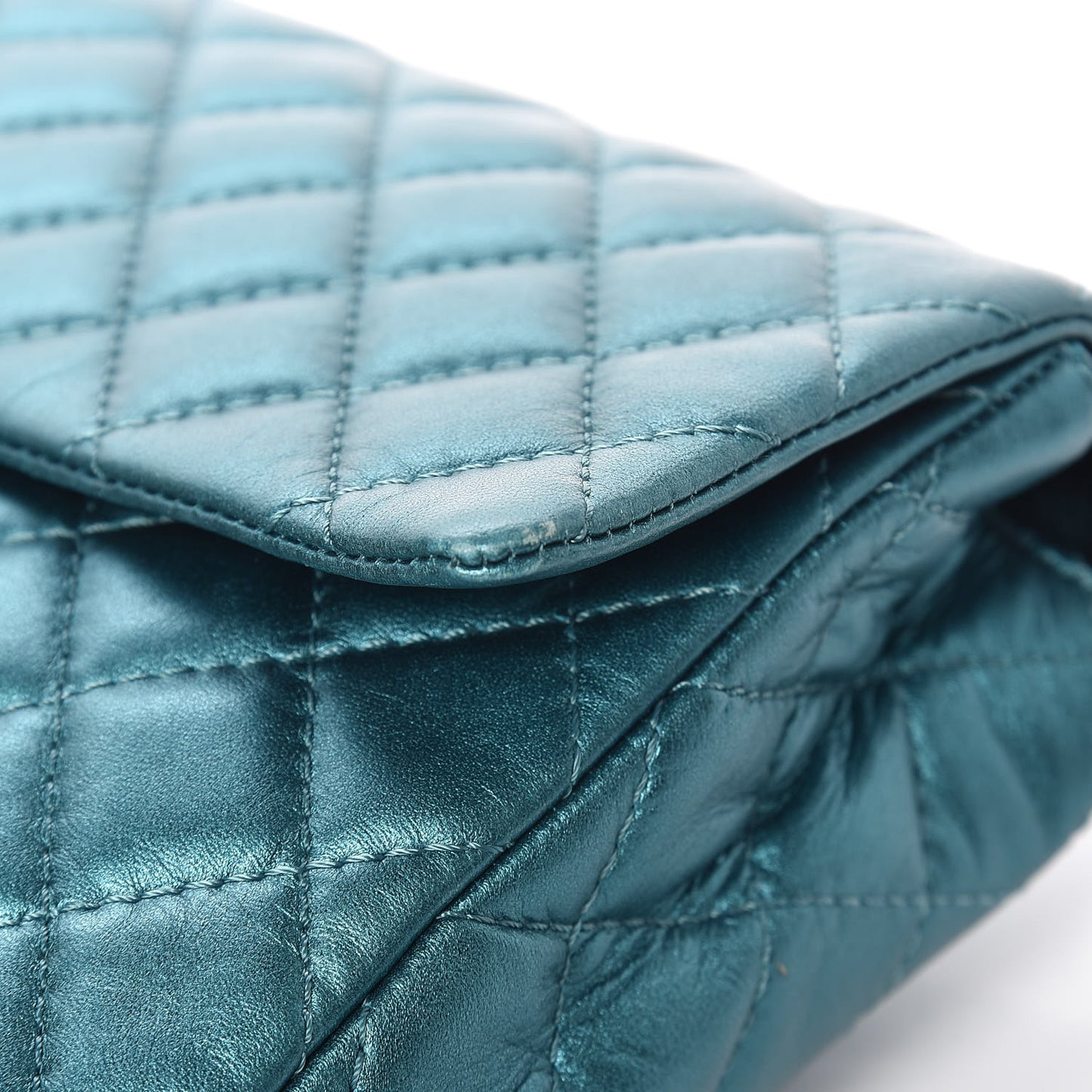 Metallic Calfskin Quilted Snake Chain 2.55 Reissue Flap Turquoise