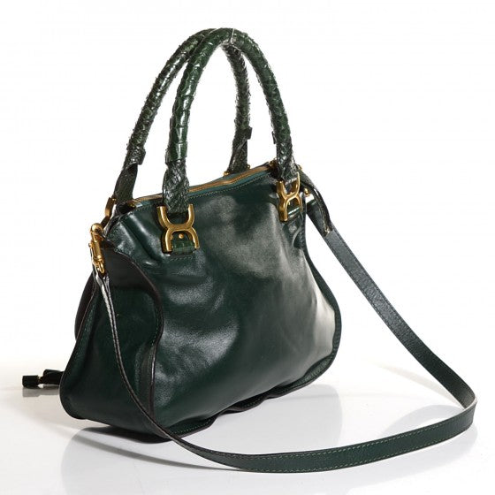 Calfskin Python Medium Marcie Satchel Green Blue