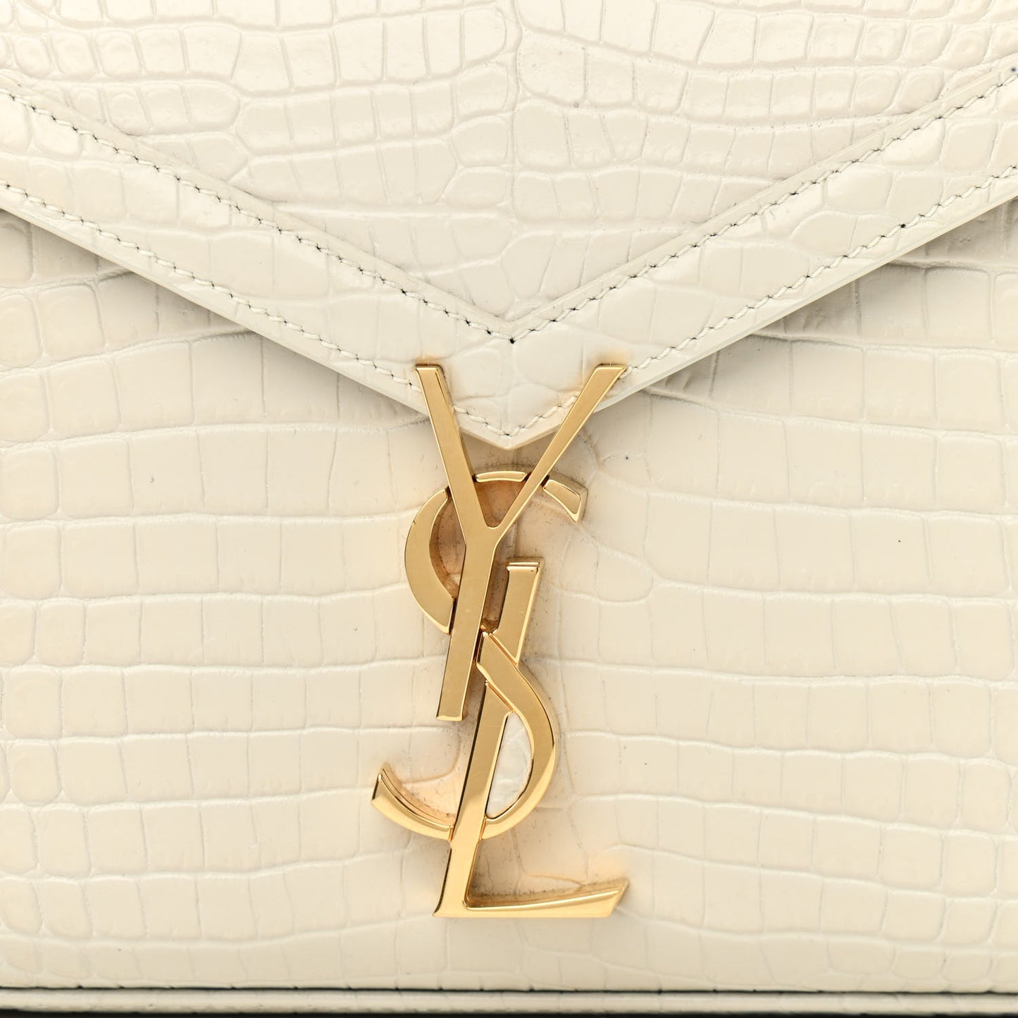 Crocodile Embossed Mini Classic Monogram Cassandra Top Handle Crema Soft