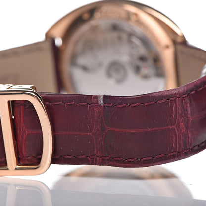 Cartier 18K Pink Gold Alligator Diamond 35mm Cle De Automatic Watch Bordeaux 10 of 11
