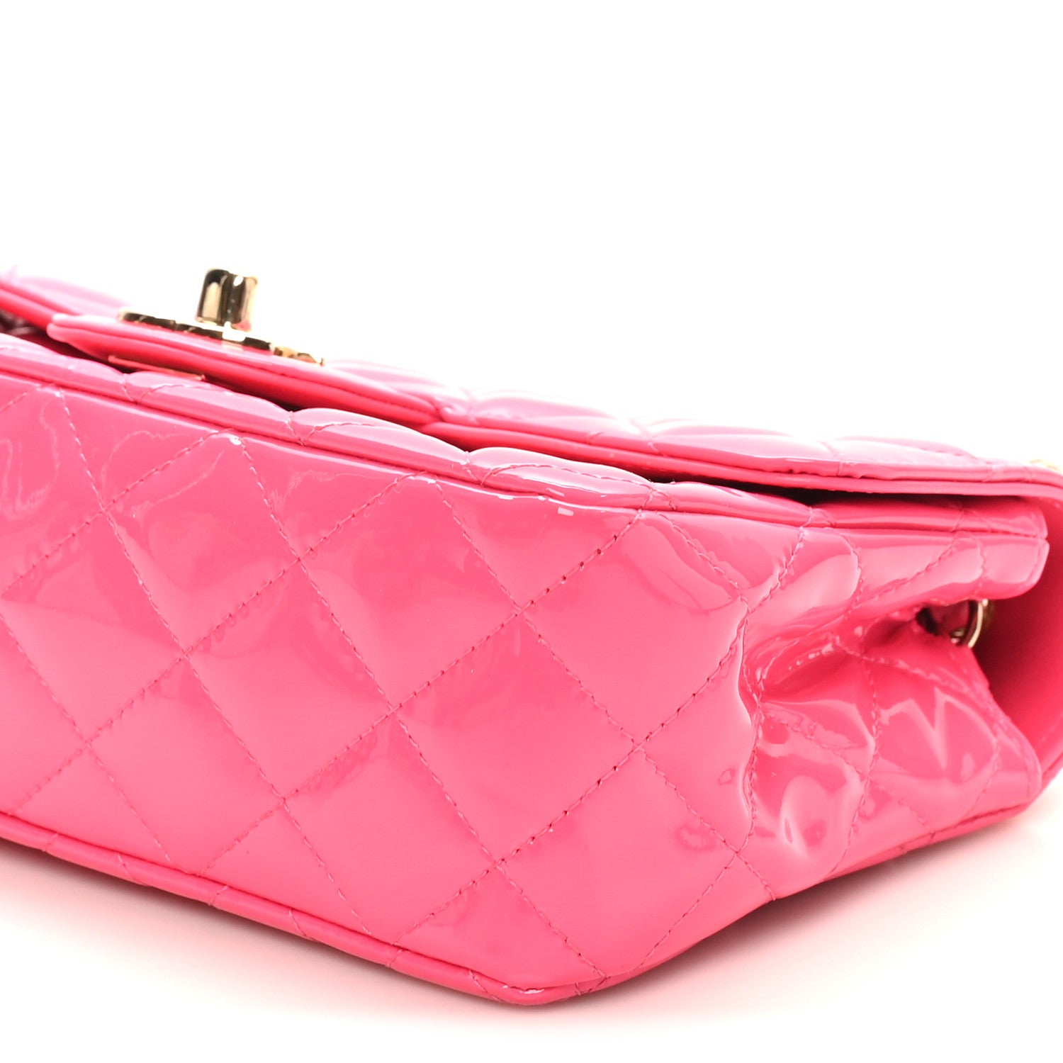 Chanel Patent Calfskin Quilted Mini Rectangular Flap Pink 10 of 10