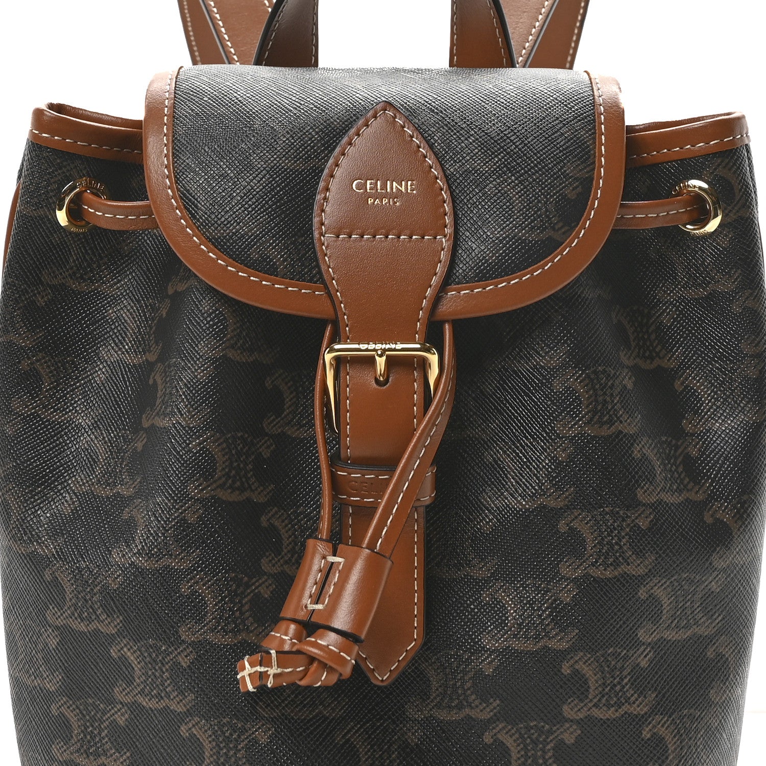 Celine Triomphe Canvas Calfskin Mini Folco Backpack Tan 10 of 10