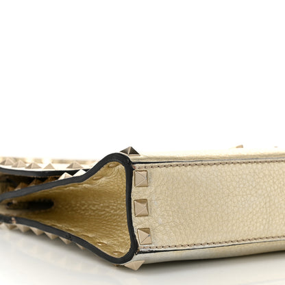 Valentino Garavani Metallic Pebbled Calfskin Medium Rockstud Flip Lock Crossbody Bag Platino 8 of 9