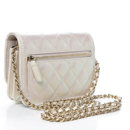 Chanel Iridescent Lambskin Quilted Mini Wallet On Chain WOC Ivory 3 of 11
