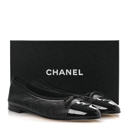 Chanel Printed Lambskin Patent Cap Toe Ballerina Flats 42 Black 11 of 11
