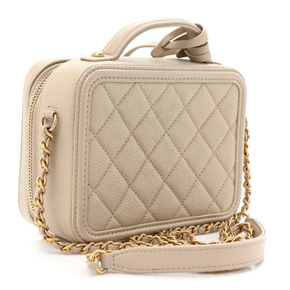 Chanel Caviar Quilted Small CC Filigree Vanity Case Beige 3 of 14