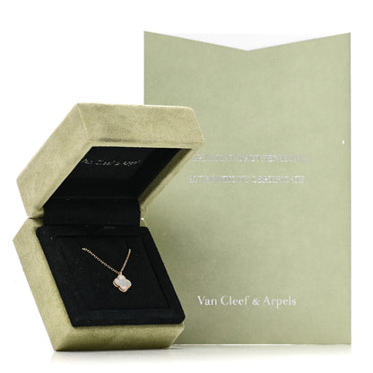 Van Cleef & Arpels 18K Yellow Gold Mother of Pearl Sweet Alhambra Pendant Necklace 7 of 7