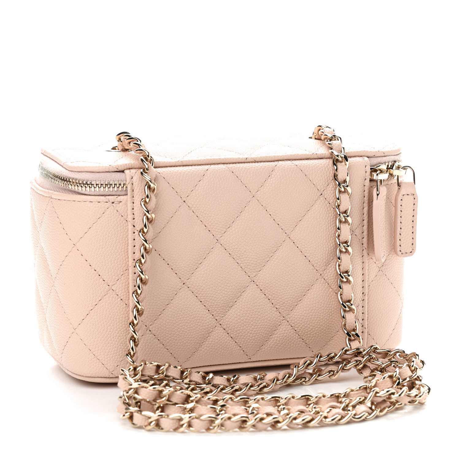 Chanel Caviar Quilted Small Vanity Case With Chain Light Beige 3 of 9