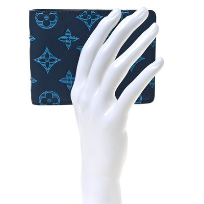 Louis Vuitton Monogram Shadow Multiple Wallet Navy River Blue 2 of 9
