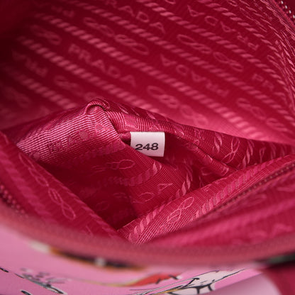 Prada Tessuto Stampato Nylon Saffiano Surf Print Tote Rosa 9 of 11