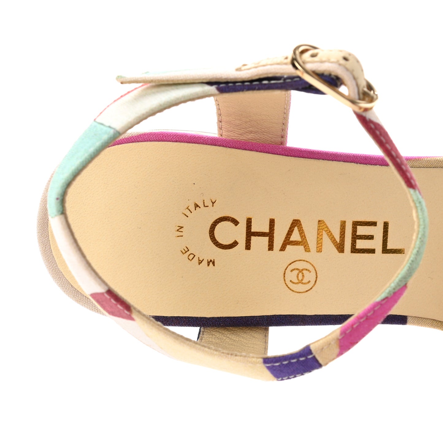 Fabric Camellia Embossed Sandals 38.5 Multicolor