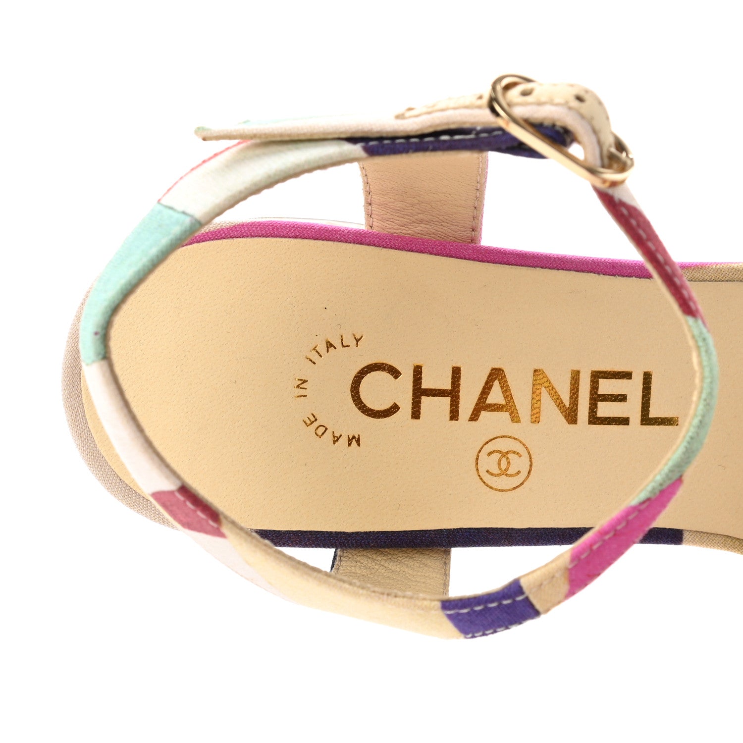 Chanel Fabric Camellia Embossed Sandals 38.5 Multicolor 7 of 10