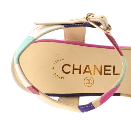 Chanel Fabric Camellia Embossed Sandals 38.5 Multicolor 7 of 10