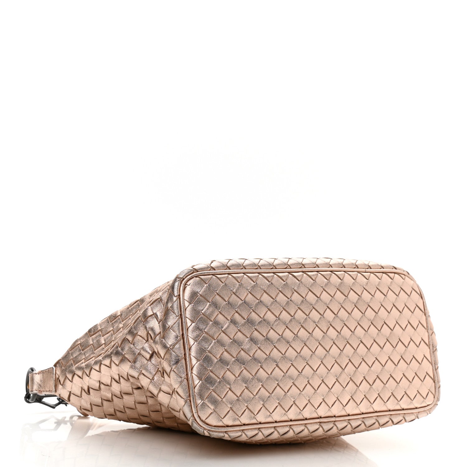 Bottega Veneta Metallic Grosgrain Intrecciato Ciambrino Bag Rose Gold 4 of 9